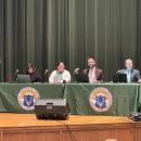 Town Moderator Melissa Haskell, Town Clerk Sarah Haskell Arruda, Town Administrator Cody Haddad and Director of Budget and Finance Gary Carreiro. Photo by Kat Sheridan