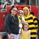 A family all dressed up for the event. 