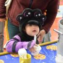 Eveylyn (3) gets her cookie monster sundae. 