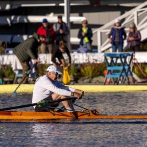 D'Arcy MacMohan rows down the Charles River in the Head of the Charles Regatta. Source: row2k
