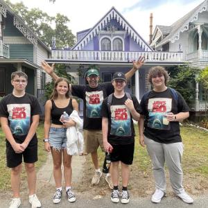Students pose with teacher Robert Perrotti during the walking tour. Source: Robert Perrotti