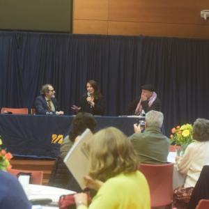 Miguel Moniz, Daniela Melo and Camilo Viveiros speak on a panel. Photo by Kat Sheridan