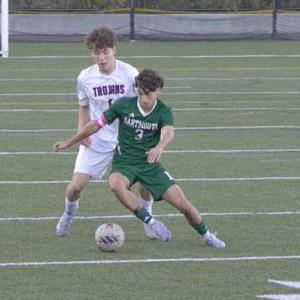 Landon Raposa gets ready to kick the ball. 