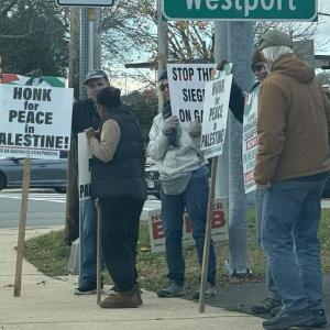Some of the protesters for a free Palestine. Photo by Kat Sheridan