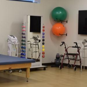 The physical therapy room at Fallon Health Summit ElderCare PACE Center. 