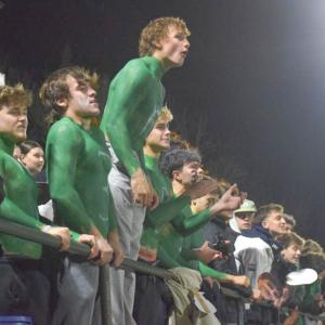 Some students painted green to support their friends. 