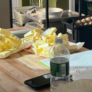 A mountain of butter that will be used to laminate the croissants.