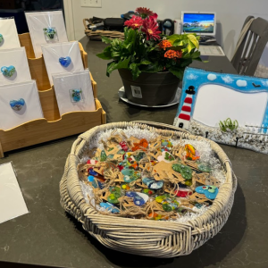 Pocket hearts and the frame Hopp's made for her grandson. 