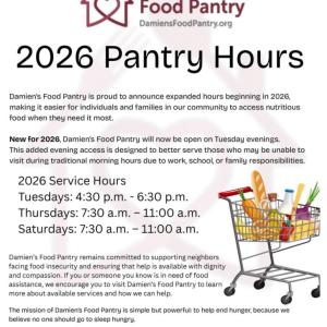 2026 Damien's Pantry Hours