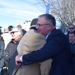 Chris Markey embraces a supporter.