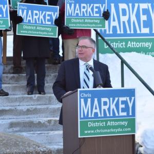 Chris Markey speaks at the Fall River District Court. Photo by Kat Sheridan