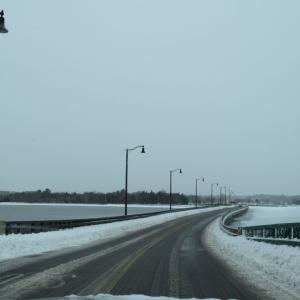 Padanaram Bridge, plowed but snowy.