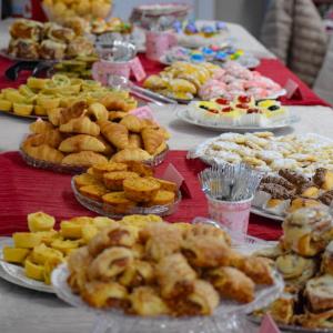 The treat table, filled with homemade goods.