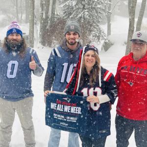 A group of Patriots fans celebrate. Source: Shelly Taffe