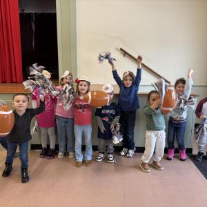 Cheering for the Patriots.