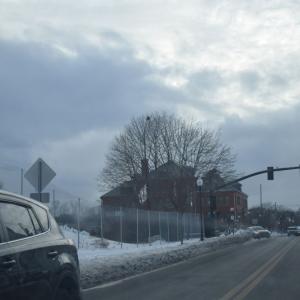 Coggeshall Street heading to the light where it intersects with Acushnet Avenue. 