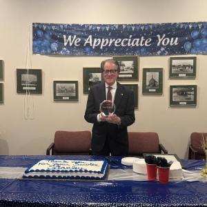 Stanley Mickelson with his trophy. 