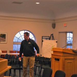 The developers for the Faunce Corner offices present their plans. Photo by Kat Sheridan