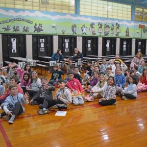 The kids gathered to watch a Zoom call with Veronica Johnson, a designer for ST Math. Photos by Kat Sheridan
