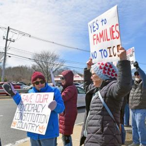 Many of the protesters were protesting ICE.