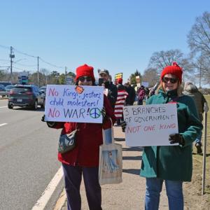 Many of the protesters wore "Melt ICE" knitted hats.