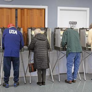 Voters at the Council on Aging fill out their ballots.  Photos by Kat Sheridan