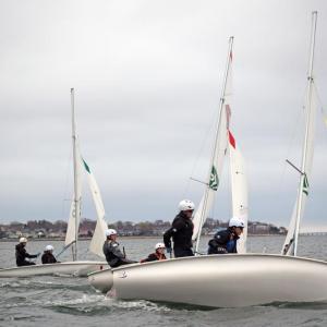 The team gets ready to practice racing. 