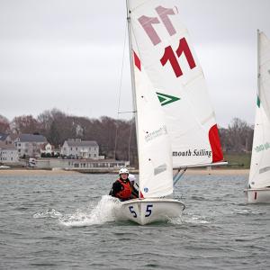 Sam Sperry and Lukas Prout sail toward the camera. 