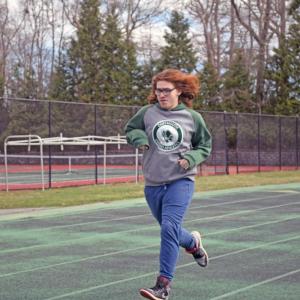 Sean McKay runs a lap of the track. 