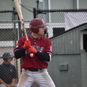 Tommy Troy (Wareham 2021) stands in the box for an at-bat.