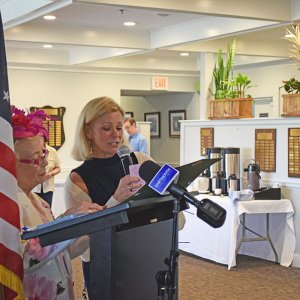 Amy DiPietro gives a speech. 