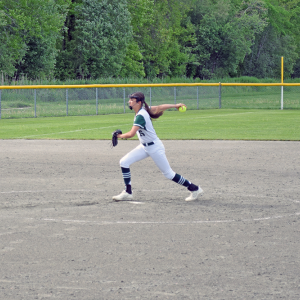 The pitcher throws the ball. 
