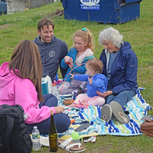 The Summers family enjoys a picnic. 