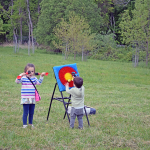 Maeve and Nolan enjoy the lawn games. 