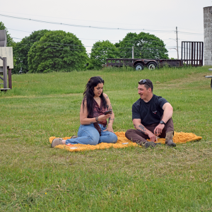 Veronica Labanka and Cole Dennison at the picnic area. 
