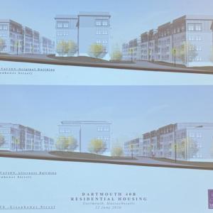 The original plans (top) and the updated plans (bottom.)