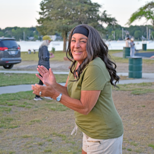 Diane Medeiris enjoys the music. 