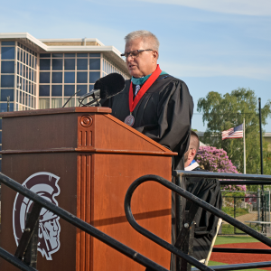 Dan Roy gives the commencement speech. 