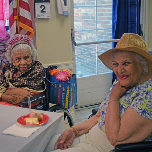 Monteiro with her sister, who is 97. 