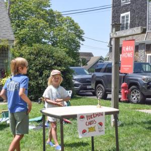 Some kids had a Pokemon card booth. 