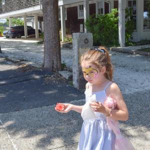 Eleanor Zieglar, 7, eats some watermelon. 