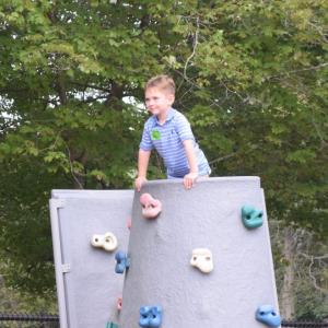 Stratton Beechinor, 5, got all the way to the top of the rock wall. 