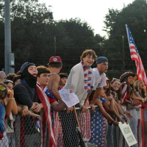Dartmouth students cheer for the game. 