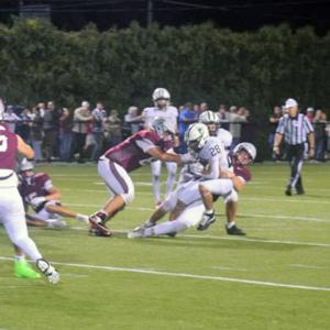 Dylan Pachico gets tackled. 