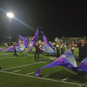 The color guard and marching guard at halftime. 