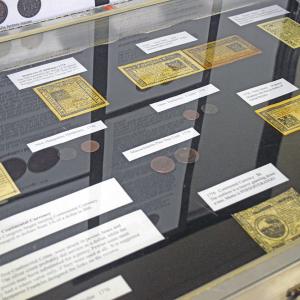 The antique coins at the Dartmouth Historical Society. 