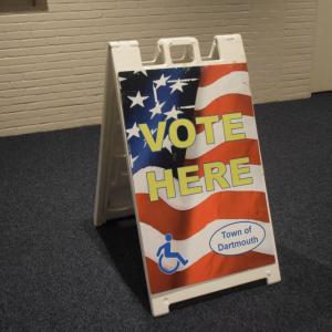 The sign to vote at Town Hall. 