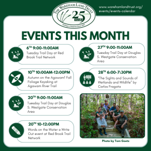 A calendar of events for the Wareham Land Trust in October