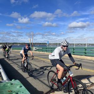 Cyclists cross the Padanaram Bridge on Sunday, Oct. 4. Photos by Grace Roche