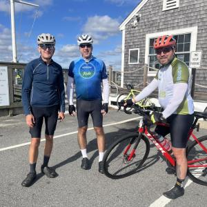 From left: David Kleinschmidt, John Kells and Arden Herrin take a break in Dartmouth. 